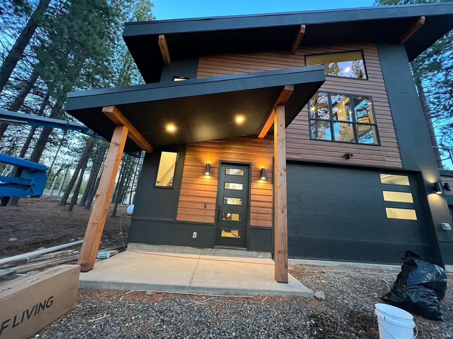 Freshly painted home exterior at dusk